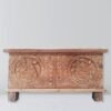 Beautiful Handcrafted Carved Handmade Indian Furniture Blanket Box Natural Solid Wood Figure Carving Coffee Table