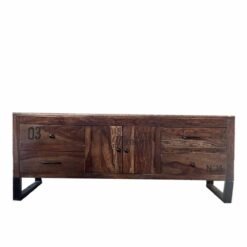 Large handcrafted carved oriental style indian furniture wooden hand carved tv unit dark wash 150x40x55cm
