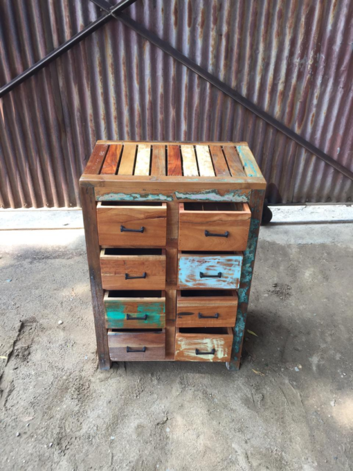 Handcrafted carved indian furniture handmade solid wood multicolour dresser 62x40x94cm - Image 3