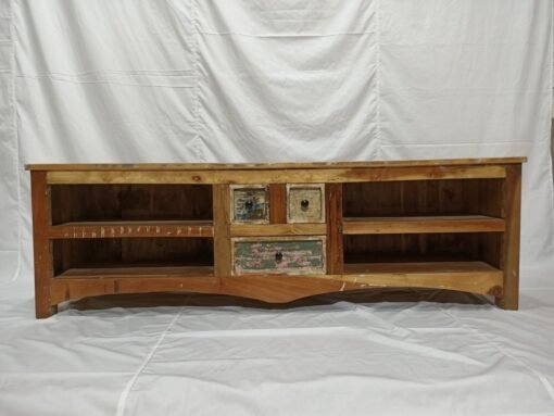 Large Handcrafted Carved Indian Furniture Wooden MutiColour TV Unit Entertainment Media Unit Vintage160x40x50cm - Image 2