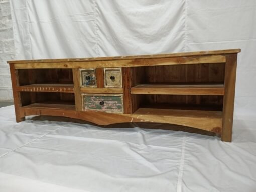 Large Handcrafted Carved Indian Furniture Wooden MutiColour TV Unit Entertainment Media Unit Vintage160x40x50cm - Image 5