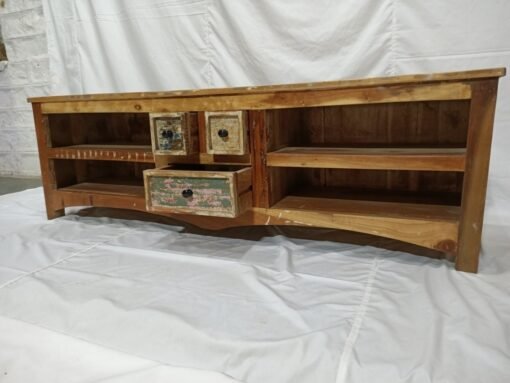 Large Handcrafted Carved Indian Furniture Wooden MutiColour TV Unit Entertainment Media Unit Vintage160x40x50cm - Image 9