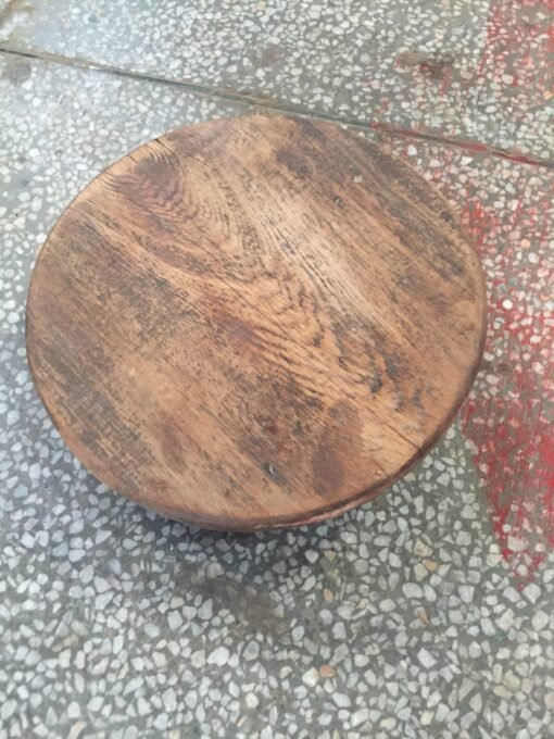 Handcrafted round solid indian carved wooden chapati plate natural 26x26x20cm - Image 5