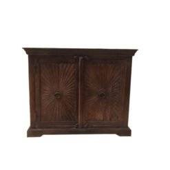Handcrafted Carved Solid Wood Indian Furniture Contemporary Brown Cabinet 106x50x97cm