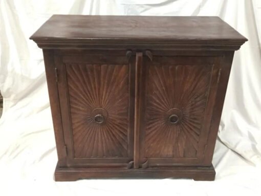 Handcrafted Carved Solid Wood Indian Furniture Contemporary Brown Cabinet 106x50x97cm - Image 4