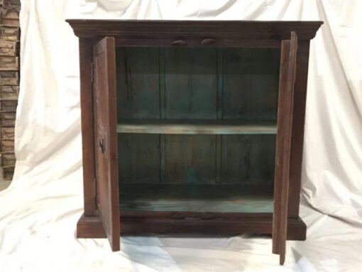 Handcrafted Carved Solid Wood Indian Furniture Contemporary Brown Cabinet 106x50x97cm - Image 5