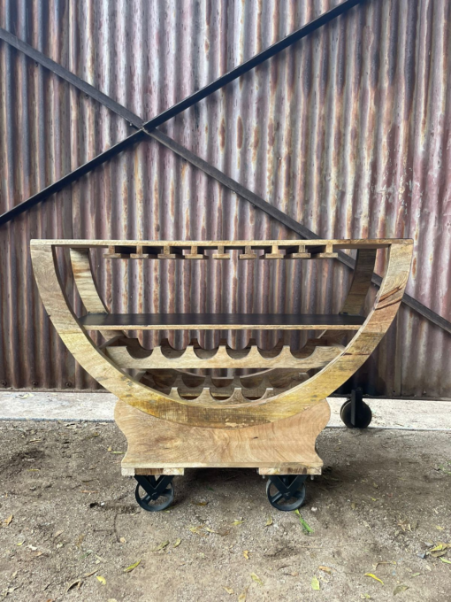 Handmade indian furniture wooden coffee table with wheels natural 110x35x90cm - Image 4