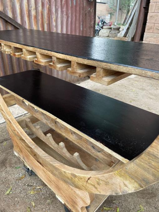 Handmade indian furniture wooden coffee table with wheels natural 110x35x90cm - Image 5