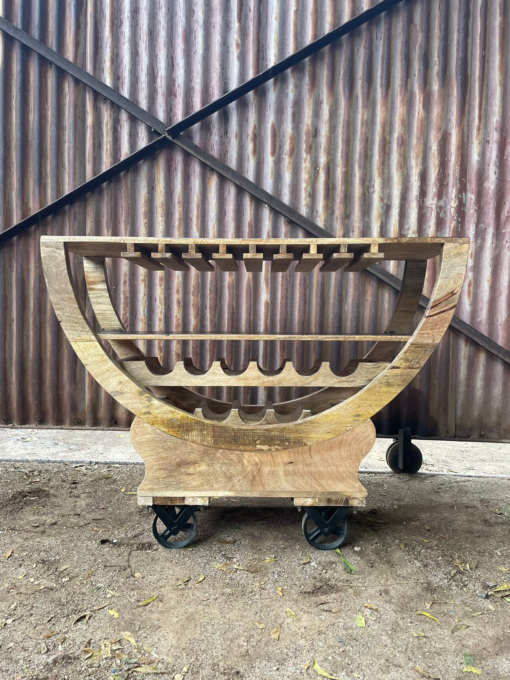 Handmade indian furniture wooden coffee table with wheels natural 110x35x90cm - Image 6