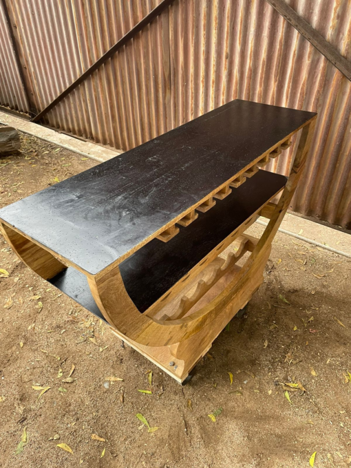 Handmade indian furniture wooden coffee table with wheels natural 110x35x90cm - Image 8