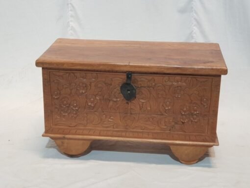 Handcrafted carved handmade indian furniture rough mango wood blanket box 90x45x45cm - Image 6