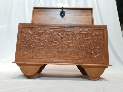 Handcrafted carved handmade indian furniture rough mango wood blanket box 90x45x45cm - Image 8
