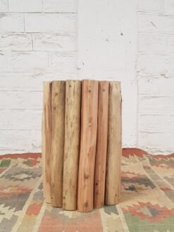 Handcrafted Carved Handmade Indian Furniture Round Wooden Console Hall Way Table Natural 45x45x55cm