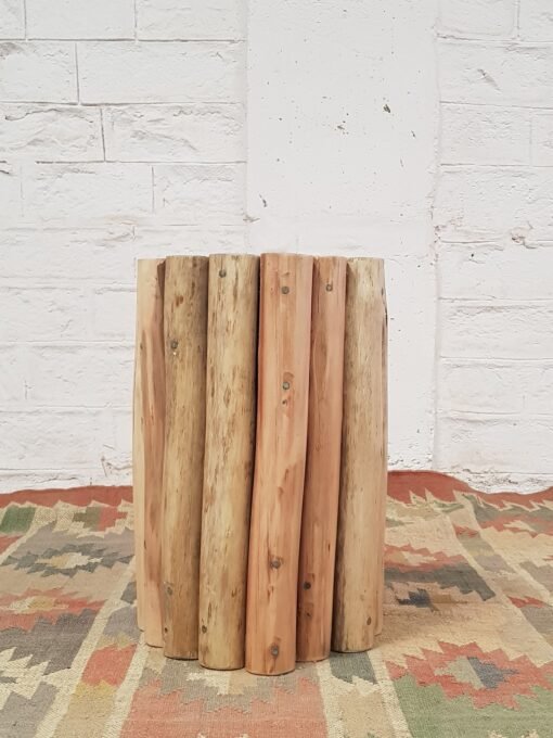 Handcrafted Carved Handmade Indian Furniture Round Wooden Console Hall Way Table Natural 45x45x55cm