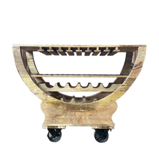 Handmade indian furniture wooden coffee table with wheels natural 110x35x90cm