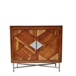 Handcrafted Indian Furniture Handmade Solid Wooden Carved Door Cabinet Brown 81x32x74cm
