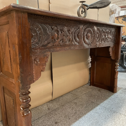 Carved Handmade Indian Furniture Wooden Console Table Hallway Brown 194x48x94Cm - Image 4