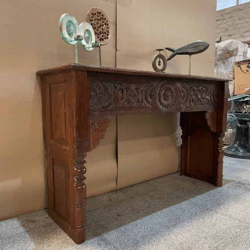 Carved Handmade Indian Furniture Wooden Console Table Hallway Brown 194x48x94Cm - Image 5