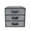 Handmade Indian Furniture Solid Hard Wood Leather Seat With 3Drawers Metal Handle Black 51x51x57Cm