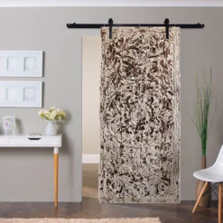 Bohol barn door thousand petal lotus rustic farmhouse door whitewash bedroom  unique eclectic 210x100cm