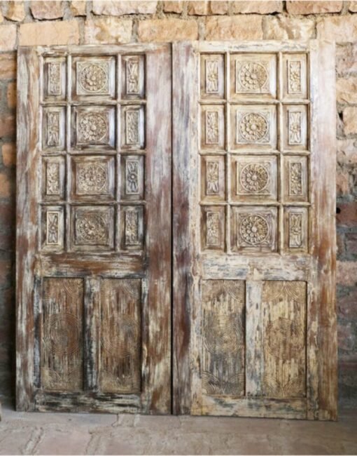 Vintage barn door washed beige distressed reclaimed wood bedroom doors rustic sliding barndoor unique eclectic 210x100cm - Image 3