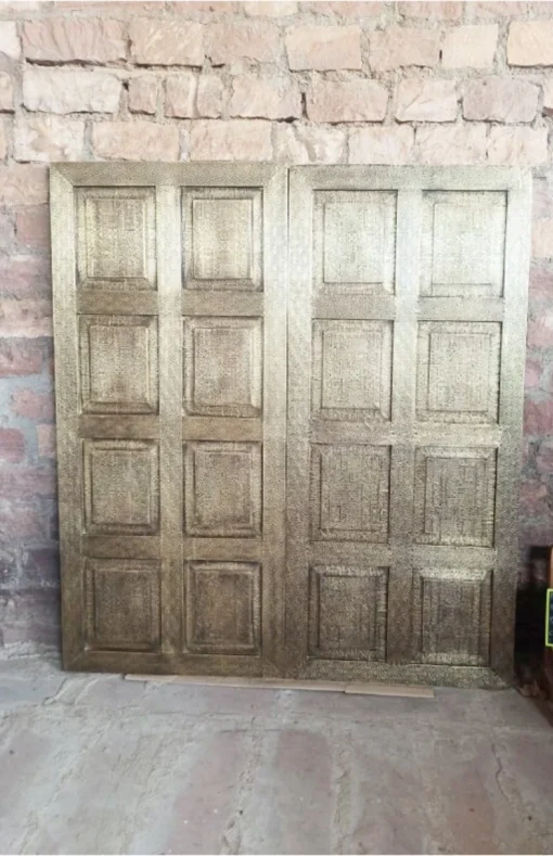 Sliding barn door brass cladded reclaimed wood bedroom doors rustic barndoor farmhouse decor architectural design 100x220cm - Image 2