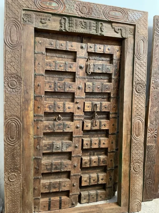 Antique indian doors style vintage door old world architecture ranch unique eclectic 100x220cm - Image 4