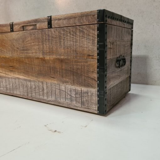 Handcarved indian furniture handmade solid wood storage box carved natural 85x45x48cm - Image 6