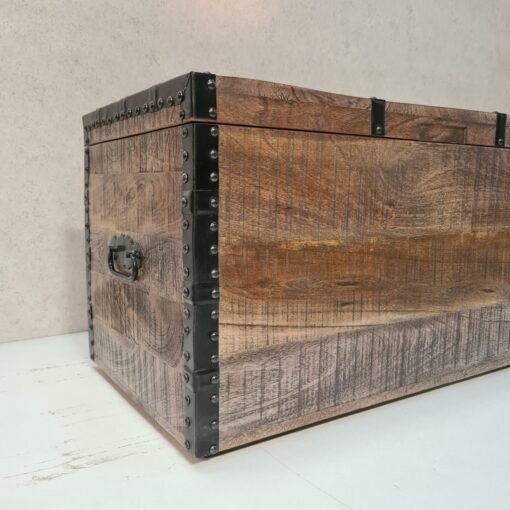 Handcarved indian furniture handmade solid wood storage box carved natural 85x45x48cm - Image 7