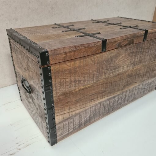 Handcarved indian furniture handmade solid wood storage box carved natural 85x45x48cm - Image 8