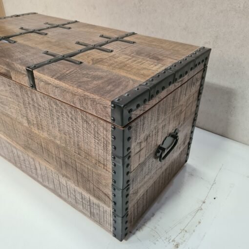Handcarved indian furniture handmade solid wood storage box carved natural 85x45x48cm - Image 9