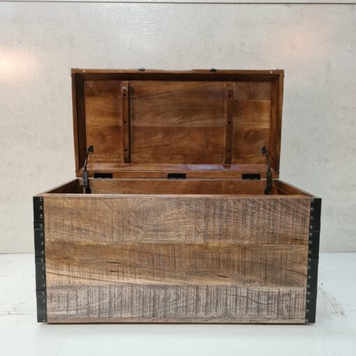 Handcarved indian furniture handmade solid wood storage box carved natural 85x45x48cm - Image 10
