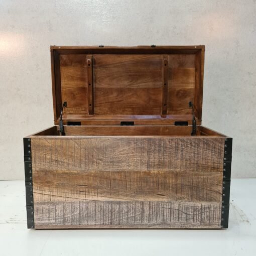 Handcarved indian furniture handmade solid wood storage box carved natural 85x45x48cm - Image 11