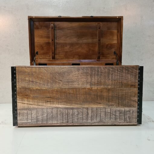 Handcarved indian furniture handmade solid wood storage box carved natural 85x45x48cm - Image 12