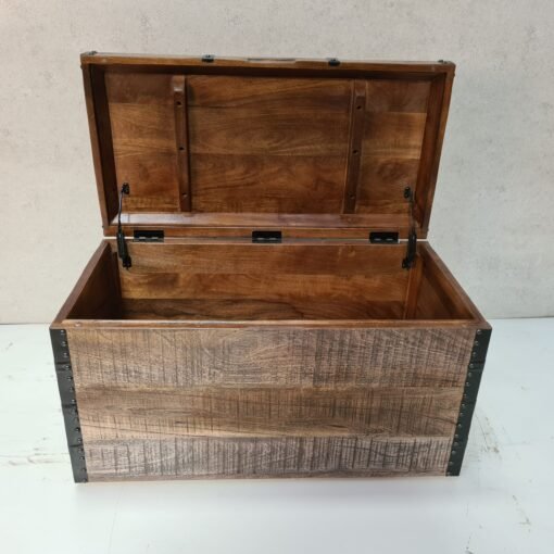Handcarved indian furniture handmade solid wood storage box carved natural 85x45x48cm - Image 13