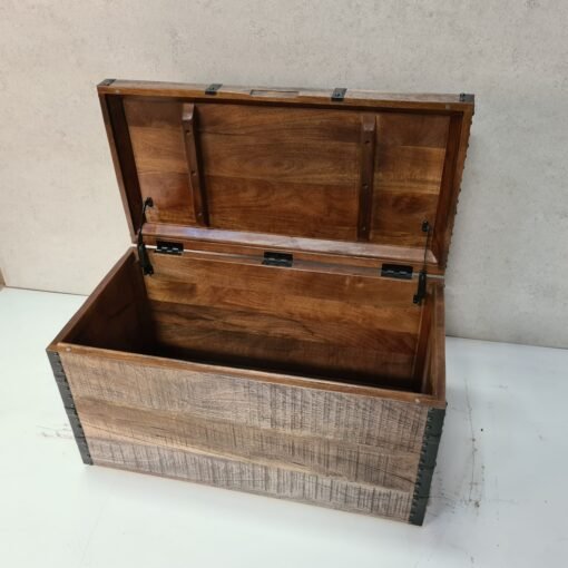 Handcarved indian furniture handmade solid wood storage box carved natural 85x45x48cm - Image 14