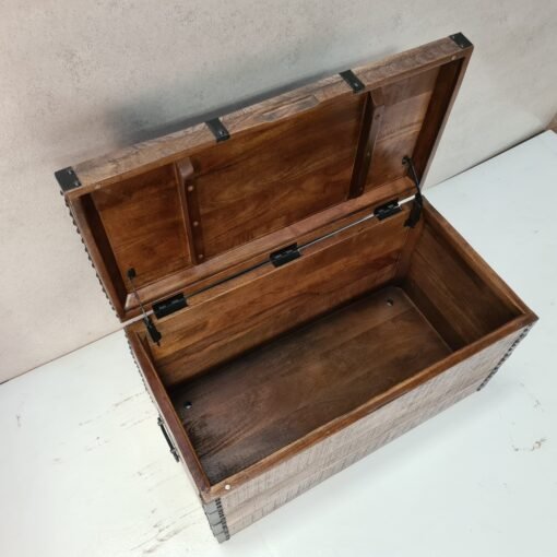 Handcarved indian furniture handmade solid wood storage box carved natural 85x45x48cm - Image 15