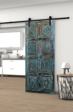 Sliding vintage barn door maze of stars blue reclaimed wood bedroom doors rustic barndoor unique eclectic 210x100cm