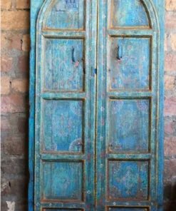Antique Blue Doors Artistic Door Indian Painted Door Rustic Door Haveli Doors Teak Statement Doors Unique Eclectic 100x220Cm