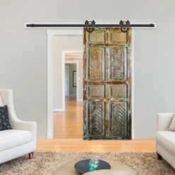 Rustic farmhouse Barn Door Rustic Carved Green Door Panel Handcard Barn Doors Sliding Door Architectural Unique 250x100cm