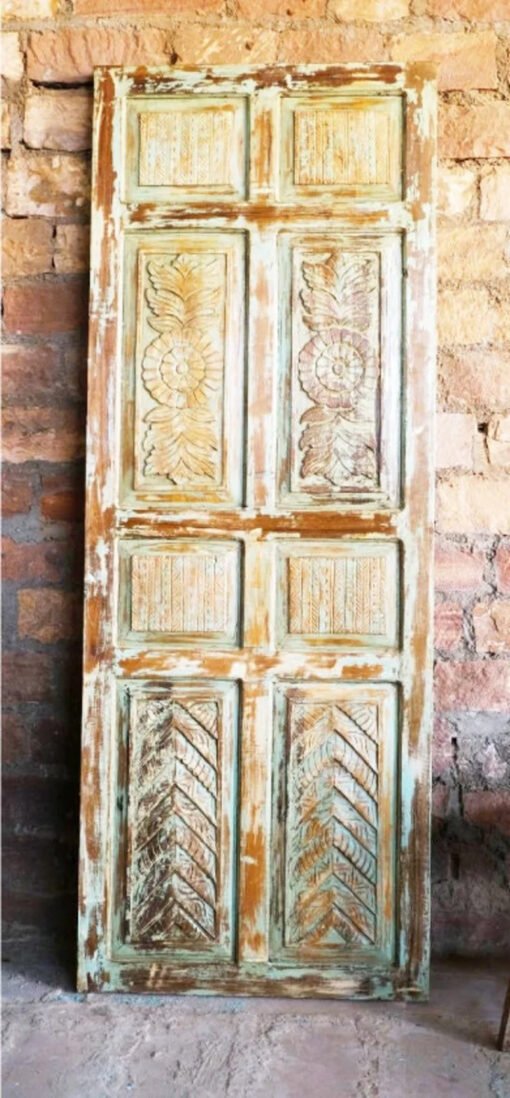 Rustic farmhouse Barn Door Rustic Carved Green Door Panel Handcard Barn Doors Sliding Door Architectural Unique 250x100cm - Image 3