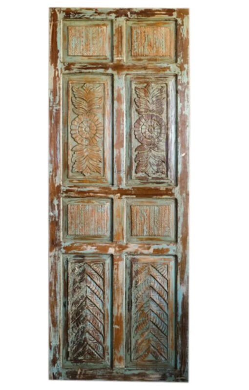 Rustic farmhouse Barn Door Rustic Carved Green Door Panel Handcard Barn Doors Sliding Door Architectural Unique 250x100cm - Image 4