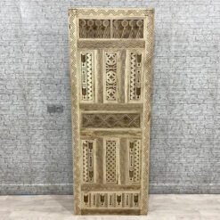 Handmade Carved Indian Style Solid Hard Wood Moroccan Custom Single Panel Door Walnut 120x200Cm