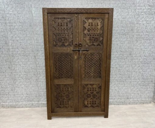 Handmade Carved Indian Style Solid Hard Wood Moroccan Custom double sided work done on doors 140x220Cm - Image 7