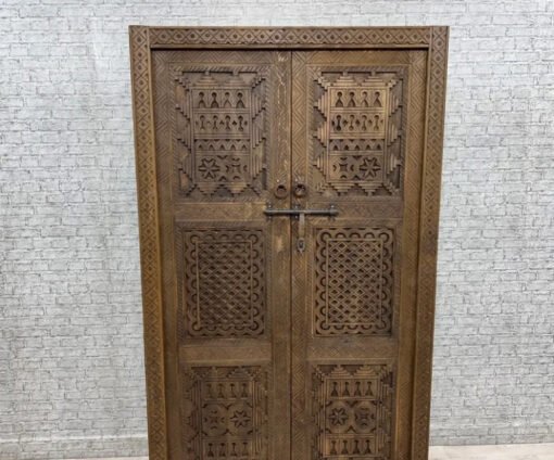 Handmade Carved Indian Style Solid Hard Wood Moroccan Custom double sided work done on doors 140x220Cm - Image 8
