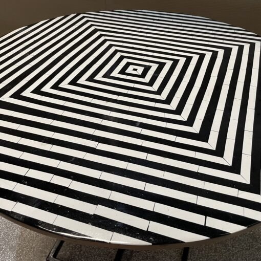 Handmade indian hand carved solid hard wood coffee table with metal stand black90x90x80cm - Image 7