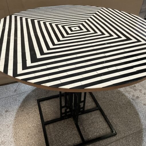 Handmade indian hand carved solid hard wood coffee table with metal stand black90x90x80cm - Image 9