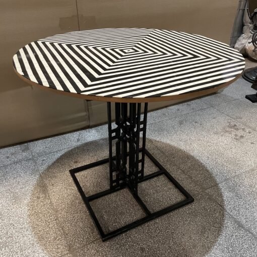 Handmade indian hand carved solid hard wood coffee table with metal stand black90x90x80cm - Image 10