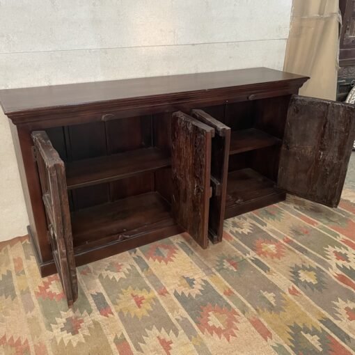 Handcarved indian furniture handmade solid wood sideboard carved doors brown190x46x97cm - Image 8