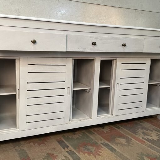 Handcrafted Carved Indian Furniture Handmade Solid Wood White Sideboard 183x40x90Cm - Image 12